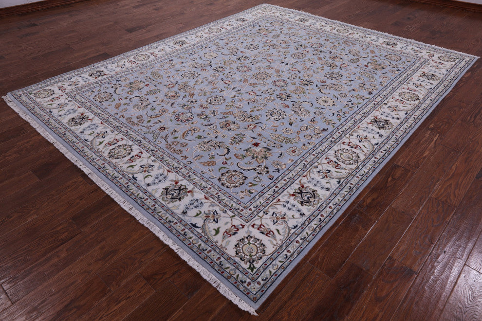 8' 2" X 10' 2" Wool & Silk Hand Knotted Persian Nain Rug - Q14712
