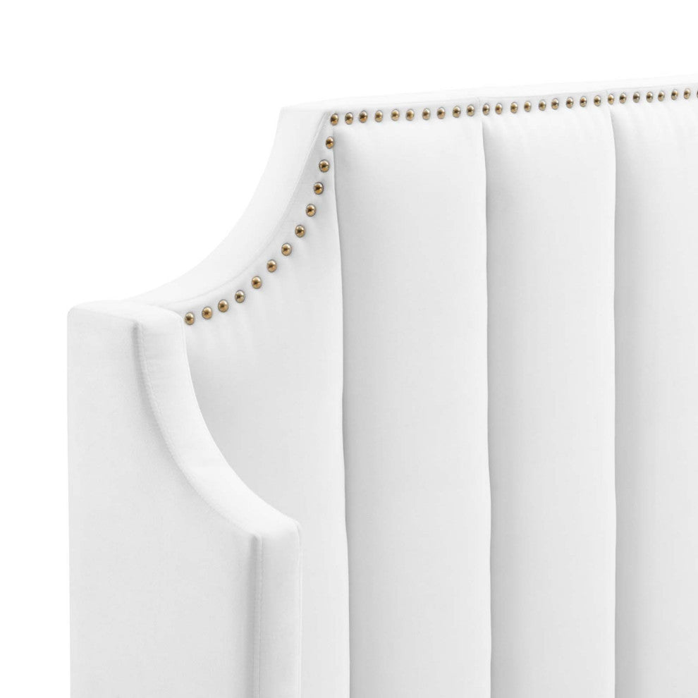 Daniella Performance Velvet Queen Platform Bed White