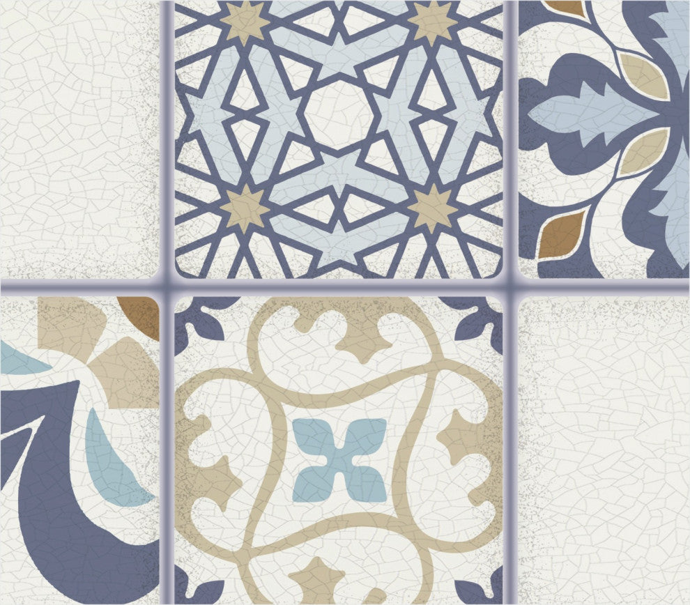 Blue Beige Tile 3D Wall Panels, Set of 10, Covers 49 Sq Ft