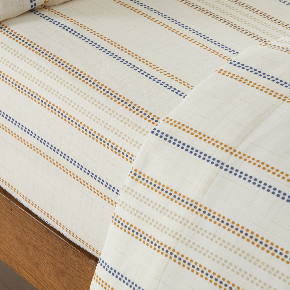 Tripoly 4 Piece Flat Sheet Set Striped, Beige, Full