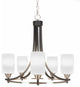 Paramount 5-Light Chandelier, Matte Black & Brushed Nickel, 4" White Muslin