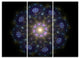 "Blue Abstract Fractal Mandala Flower" Metal Wall Art, 3 Panels, 36"x28"