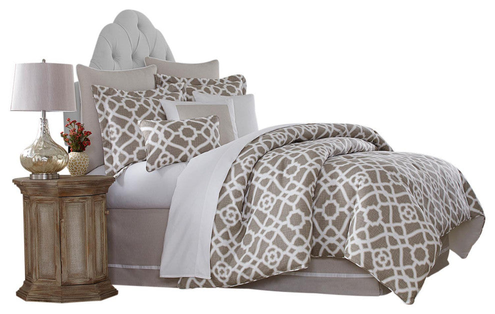 Aico Amini Harper 9 pc Queen Comforter Set in Natural