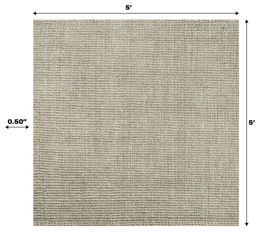 Pata Hand Woven Chunky Jute Gray 7' Square Area Rug