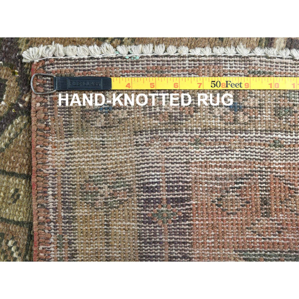 Walnut Brown Northwest Persian Wide Runner Bird Figurines Wool Rug, 3'4"x10'3"
