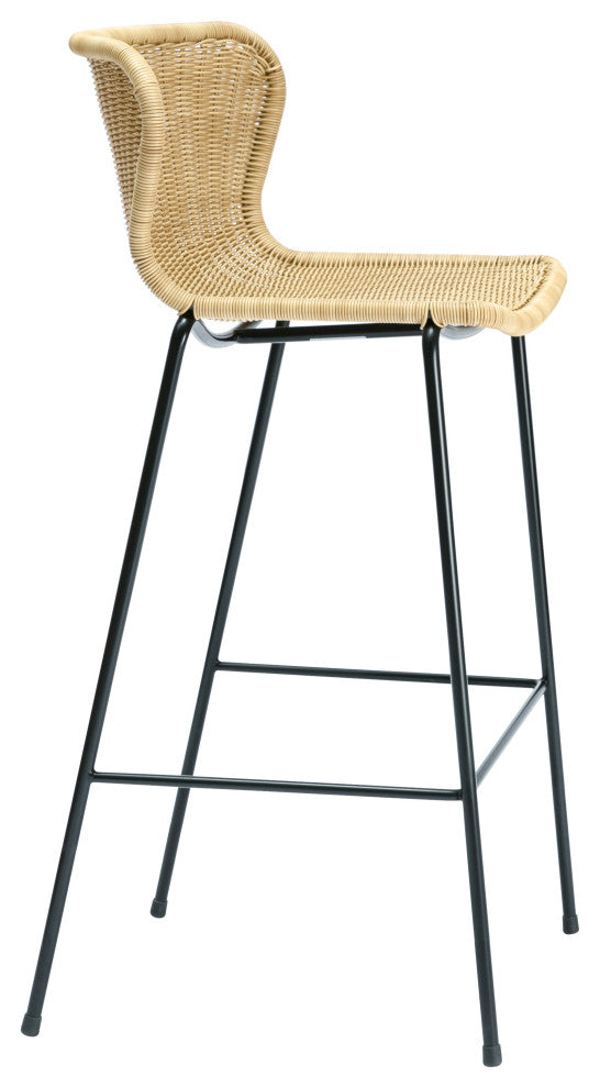 C603 Outdoor Bar Stool, Black Frame, Wheat Seat