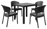 Daytona Wickerlook Square Dining 5 Piece Set With Side Chairs, Dark Gray