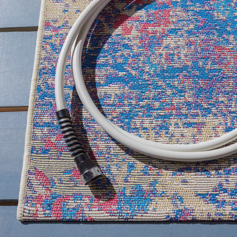 Safavieh Summer Collection Indoor-Outdoor SMR409 Rug, Blue/Red, 4'x6'