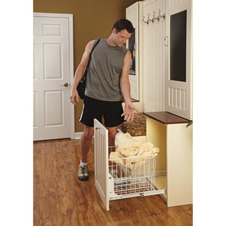 Steel Wire Pull Out Hamper for Vanity/Closet Applications, White