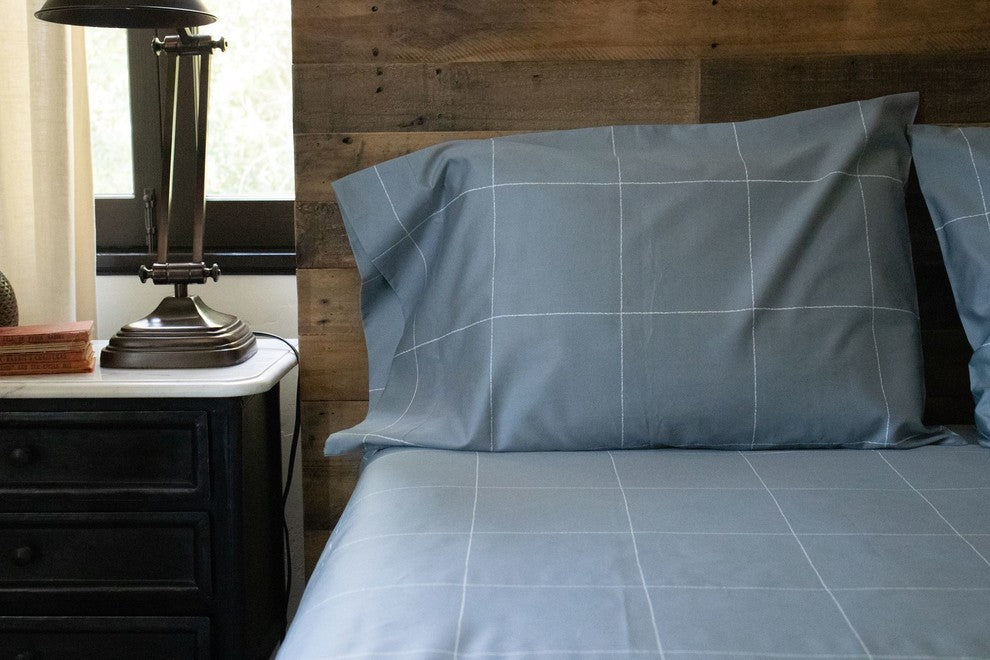 Windowpane 400 TC 100% Matte Sateen Cotton Sheet Set, Charcoal, California King