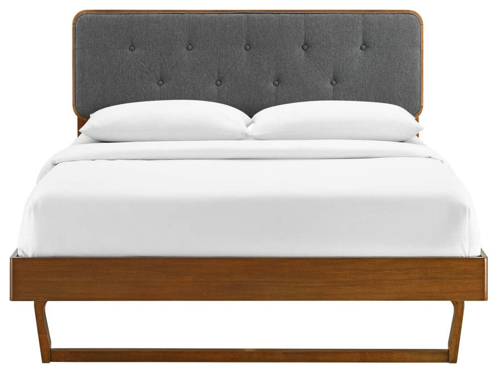 Bridgette Full Wood Platform Bed With Angular Frame Walnut Charcoal
