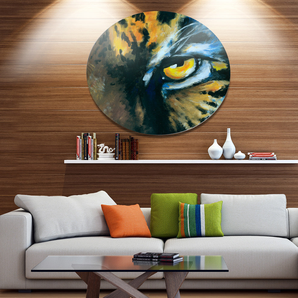 Ferocious Eye Of Tiger, Animal Round Wall Art, 36"