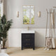 Leon Bath Vanity With Composite Stone Top, Fir Wood Black, 24", No Mirror