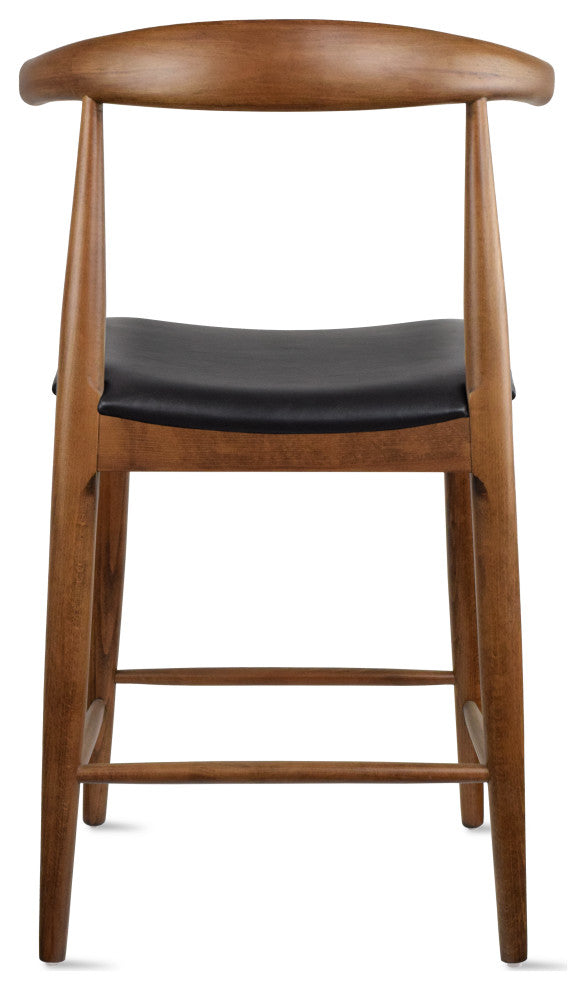 Set of 2 Solid Wood Farmhouse 25" Counter Stool with Faux Leather Cushion, Espresso