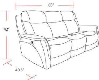 Linus Hudson Grey Power Reclining Sofa and Recliner