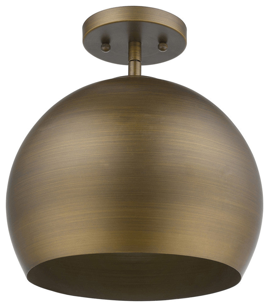 Latitude 1-Light Hand Painted Antique Gold Pendant With Gold Interior Shade