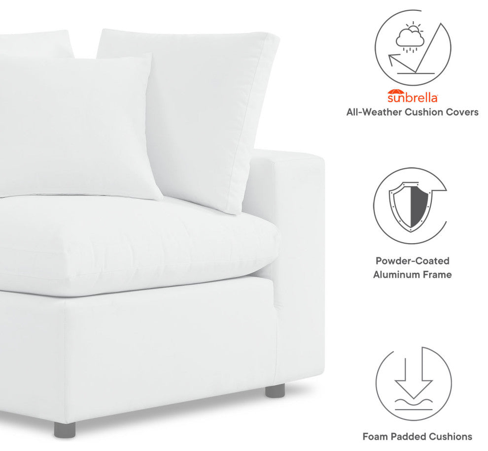 Modular Lounge Sectional Deep Sofa Chair Set, Sunbrella, White, Modern, Outdoor