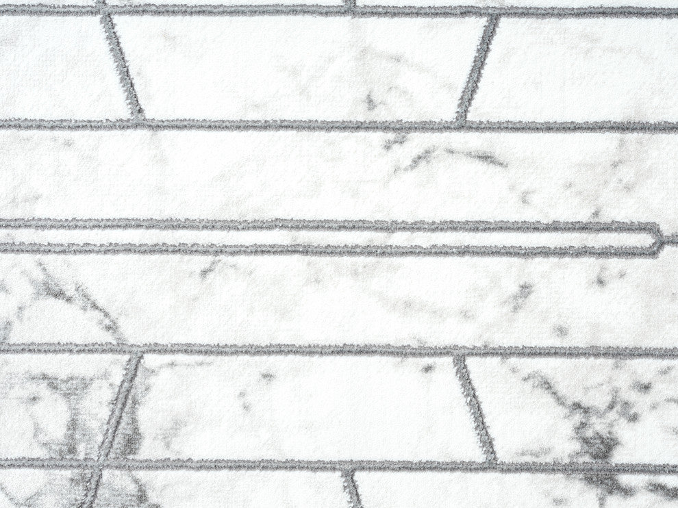 Abani Luna LUN180A Marble Silver Geometric Lines