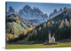 "Val Di Funes Small Church" Wrapped Canvas Art Print, 48"x32"x1.5"