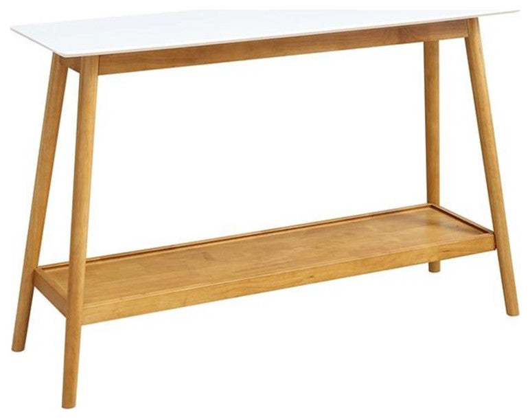 Convenience Concepts Oslo Console Table in White and Natural Wood Finish
