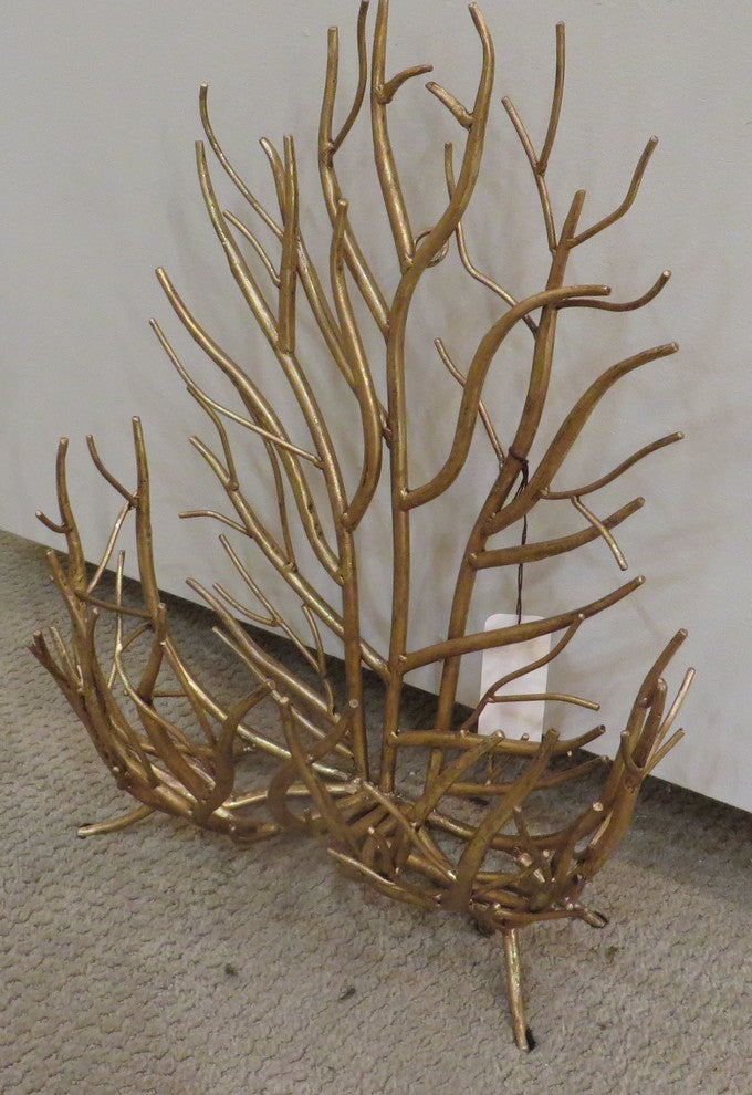 Gold Twig Branches Basket, Contemporary Metal Holder