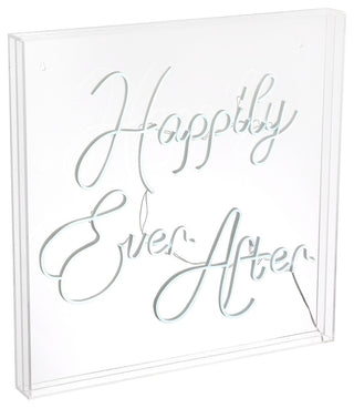 Happily Ever After 23.63" Square Acrylic Box USB Operated LED Neon Light, White