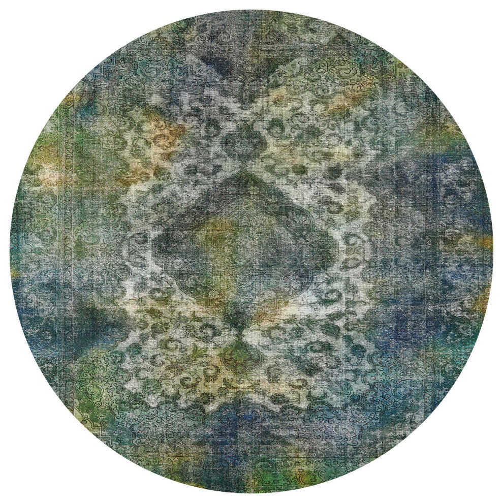 Ahgly Company Indoor Round Mid-Century Modern Area Rugs, 4' Round