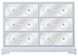 48" Mirrored 6 Drawer Cabinet, White