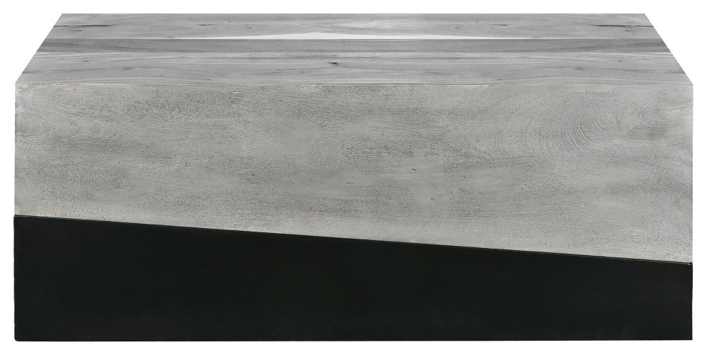 Benzara UPT-263774 45" Rectangular Mango Wood Coffee Table, Iron Base, Black