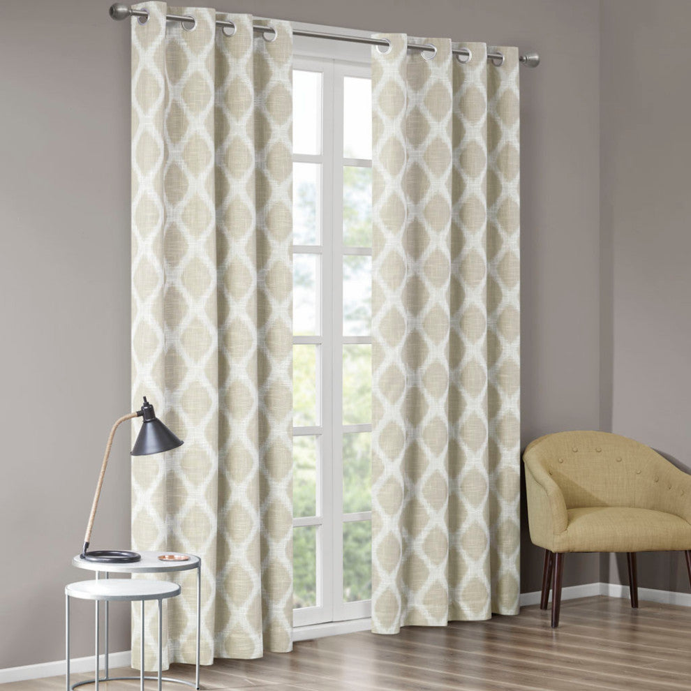 SunSmart Blakesly Ikat Blackout Window Panel, Grey, Taupe, 50"x84"