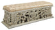 Faux Leather Upholstered Bench, Antique Gold Finish
