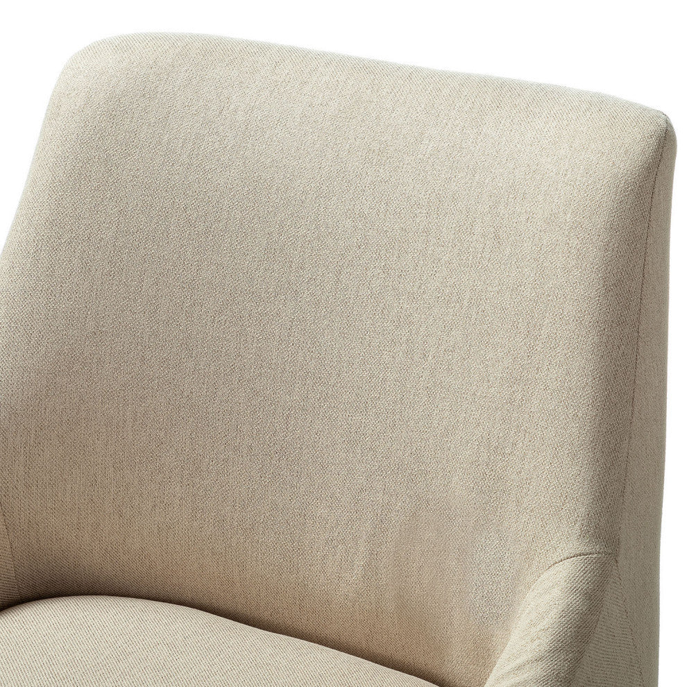 Upholstered Swivel Task Chair With Golden Base, Tan