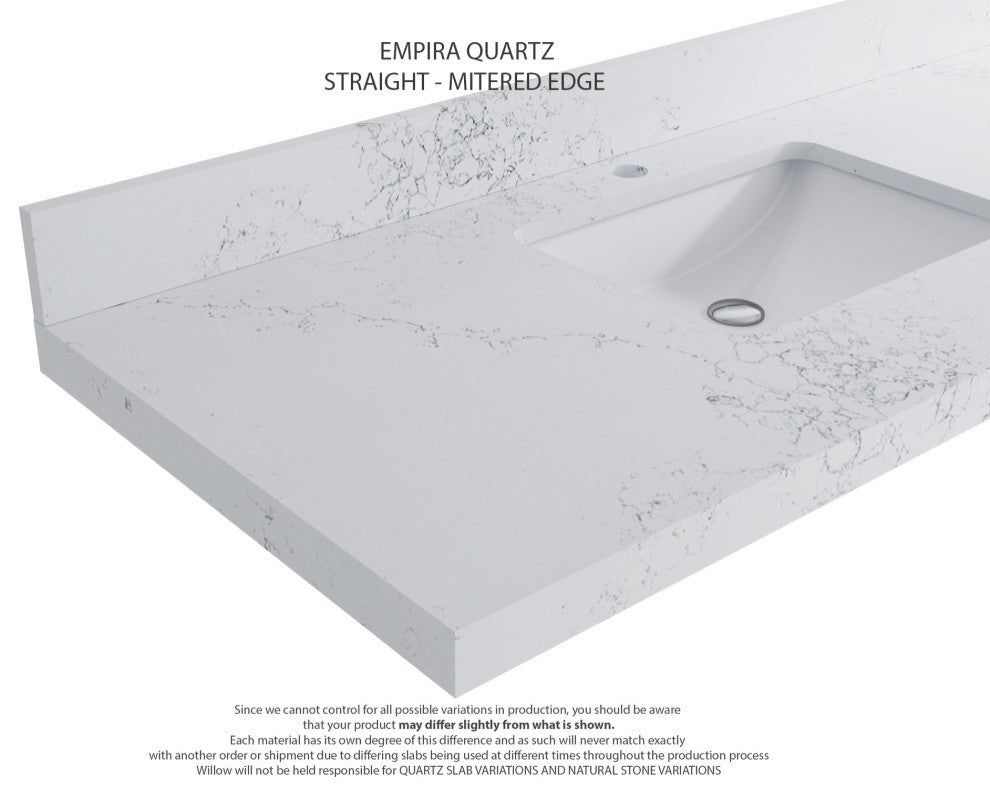 Aberdeen 36 Left Offset Bath Vanity in Pewter Green 2" Empira Quartz