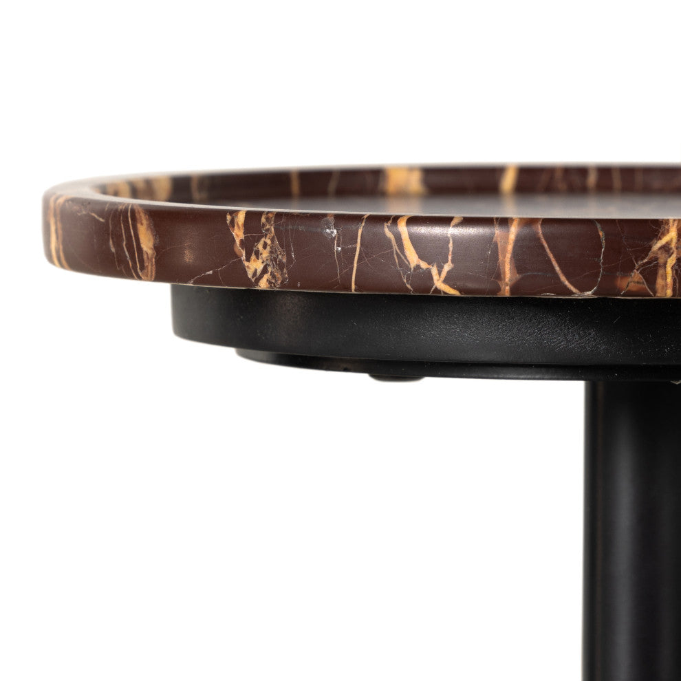 Viola Accent Table-Merlot Marble