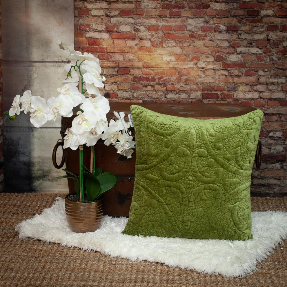 Parkland Collection Cristal Olive Throw Pillow, Square