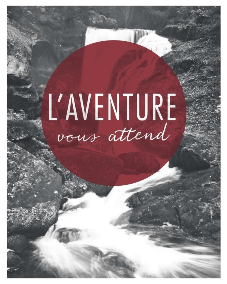 "Adventure is Out There Red French" Paper Print by Laura Marshall, 22"x26"