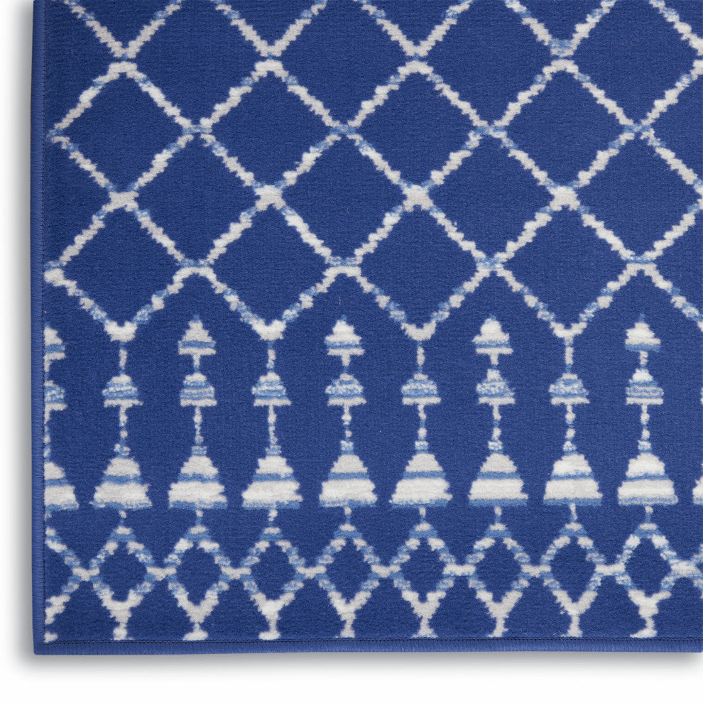 6' X 9' Navy Blue Geometric Berber Area Rug