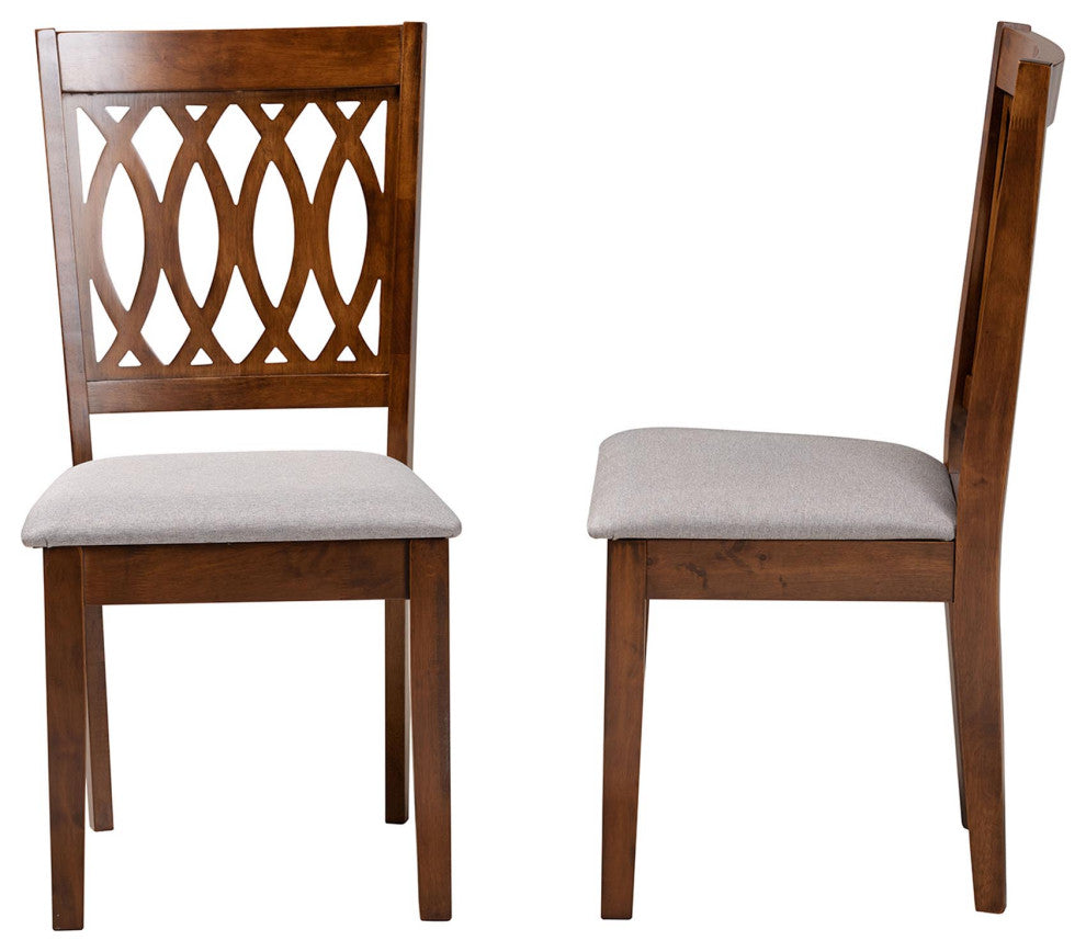 Denia Dining Collection, Gray/Walnut Brown, Dining Chair, Set of 2