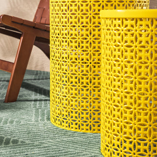 Multi-Functional Metal Garden Stool, 2-Piece Set, Yellow