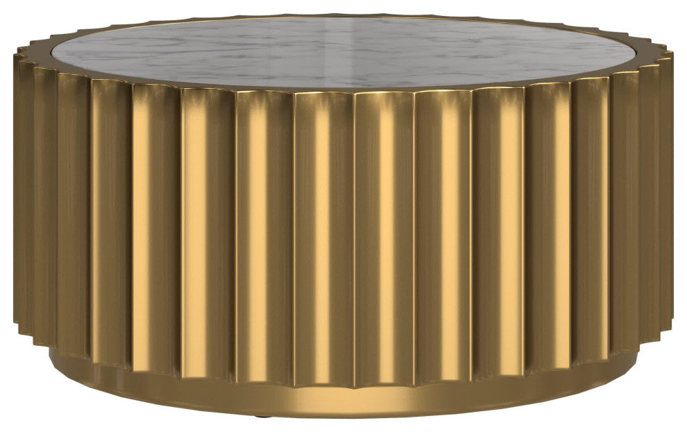 Marble coffee table with gold stainless steel base