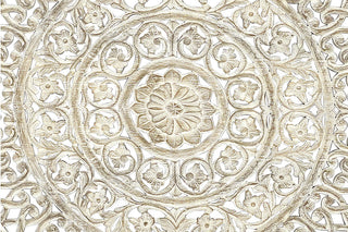 Milano Floral Carved Solid Wood Queen Panel Bed, Gray, King