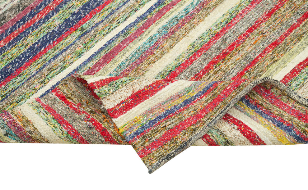 Rug N Carpet - Hand-knotted Turkish 3' 9" x 11' 5" Vintage Runner Kilim Rug