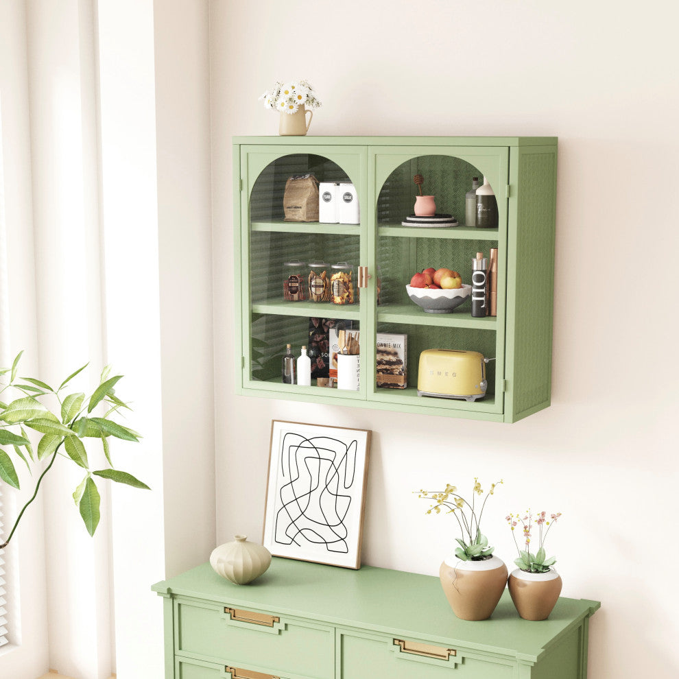 Gewnee Double Glass Door Wall Cabinet
