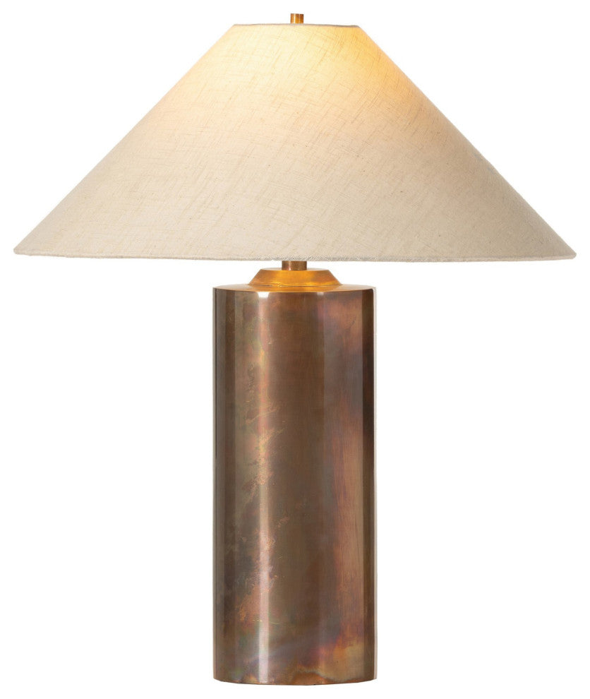 Seaton Table Lamp Iridescent Acid Wash, Cream Slub Linen