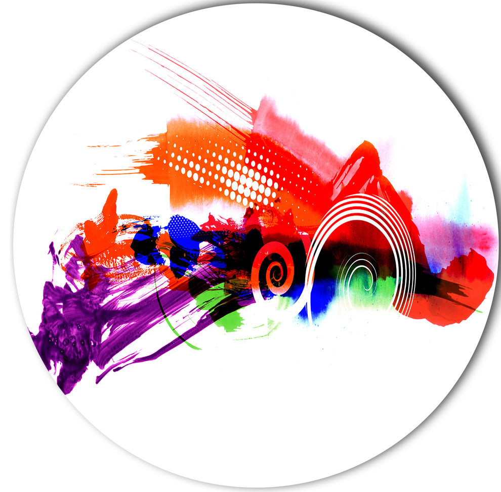 Abstract Splashes Of Colors, Abstract Painting Disc Metal Artwork, 38"