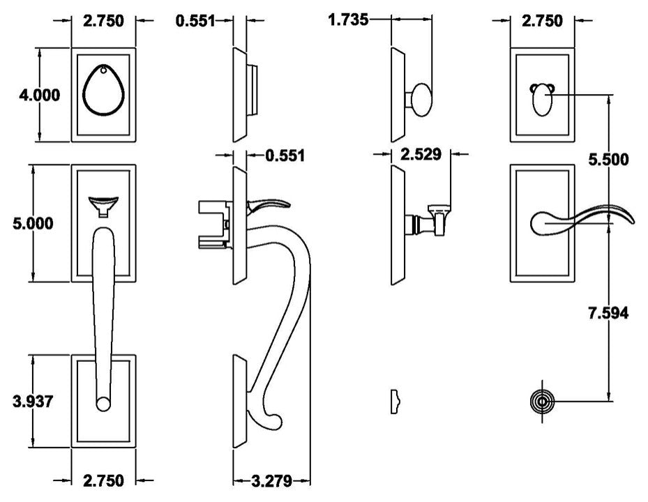 Rockwell Premium Solid Brass Entry Door Savoy Handleset, Antique Black