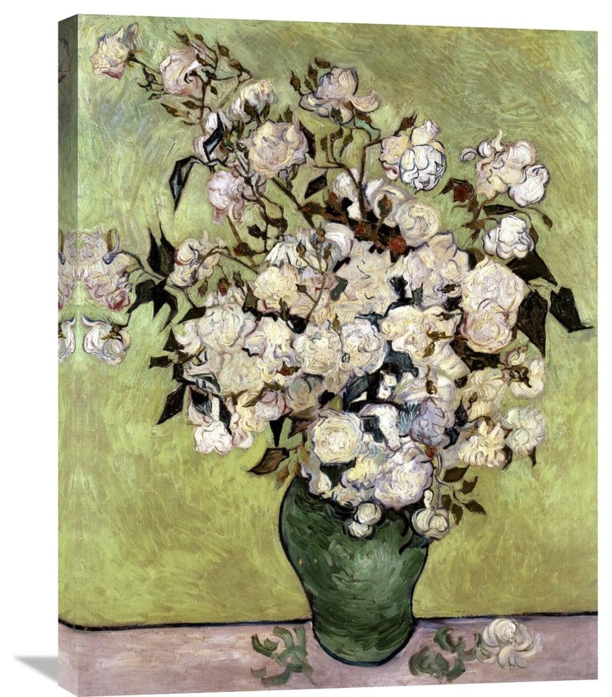 "Vase of Roses" Stretched Canvas Giclee by Vincent Van Gogh, 24"x30"