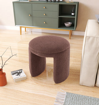 Bowen Faux Shearling Teddy Fabric Ottoman/Stool, Brown