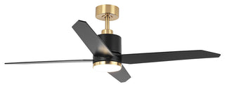 52 in. LED Matte Black and Gold Ceiling Fan with DC Reversible Motor