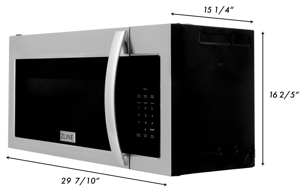 ZLINE 30" Over the Range Microwave, Stainless Steel With 2 Charcoal Filters